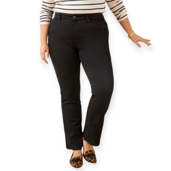 Talbots 18 Barely Boot Jeans Black High Rise Womens Stretch Bootcut - Picture 1 of 12